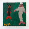 Pierrot and the Devil - two figures on green ground