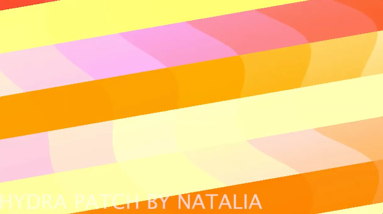 Hydra Patch by Natalia – warm yellow, orange and pink geometric stripes generative visual