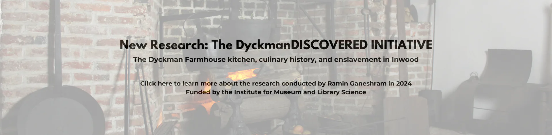 Promotional graphic announcing 'New Research: The DyckmanDISCOVERED INITIATIVE' with archival building imagery in background and descriptive text overlay.