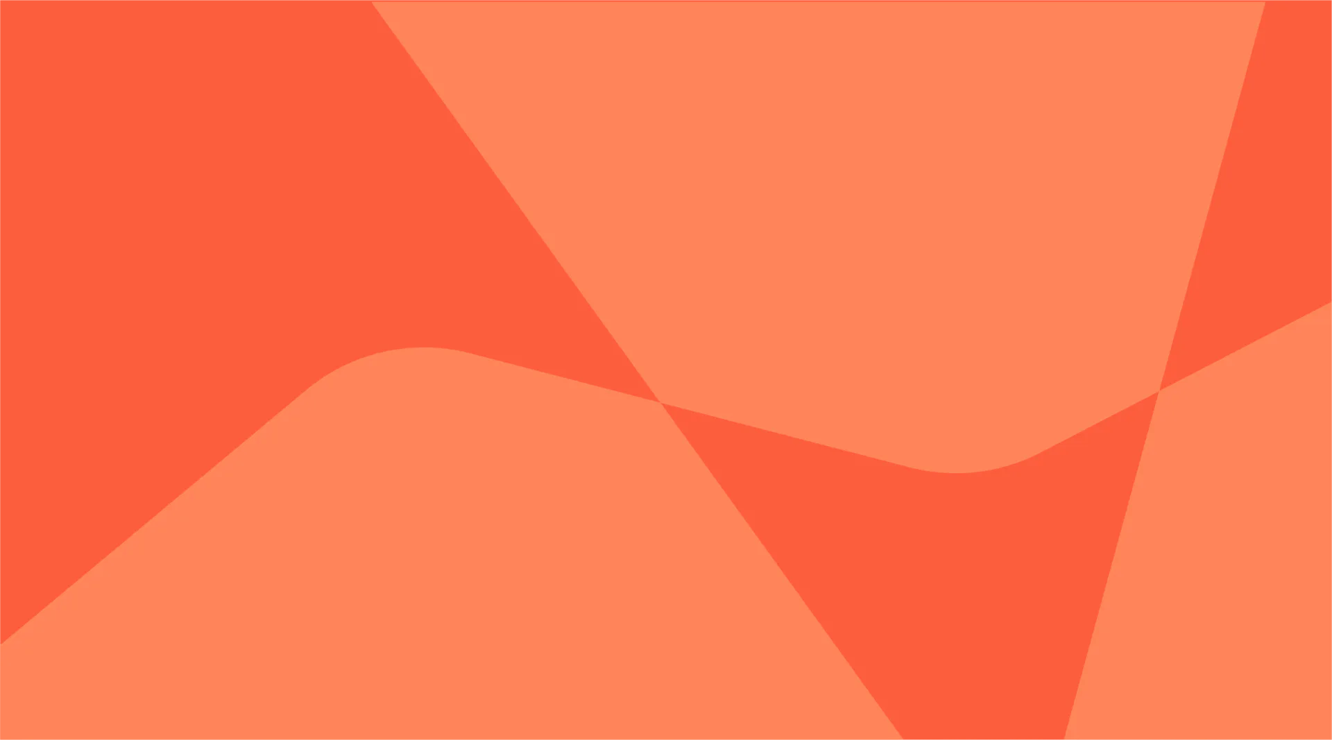 Abstract composition with flowing organic shapes in shades of coral, salmon, and deep red, creating a dynamic wave-like pattern.